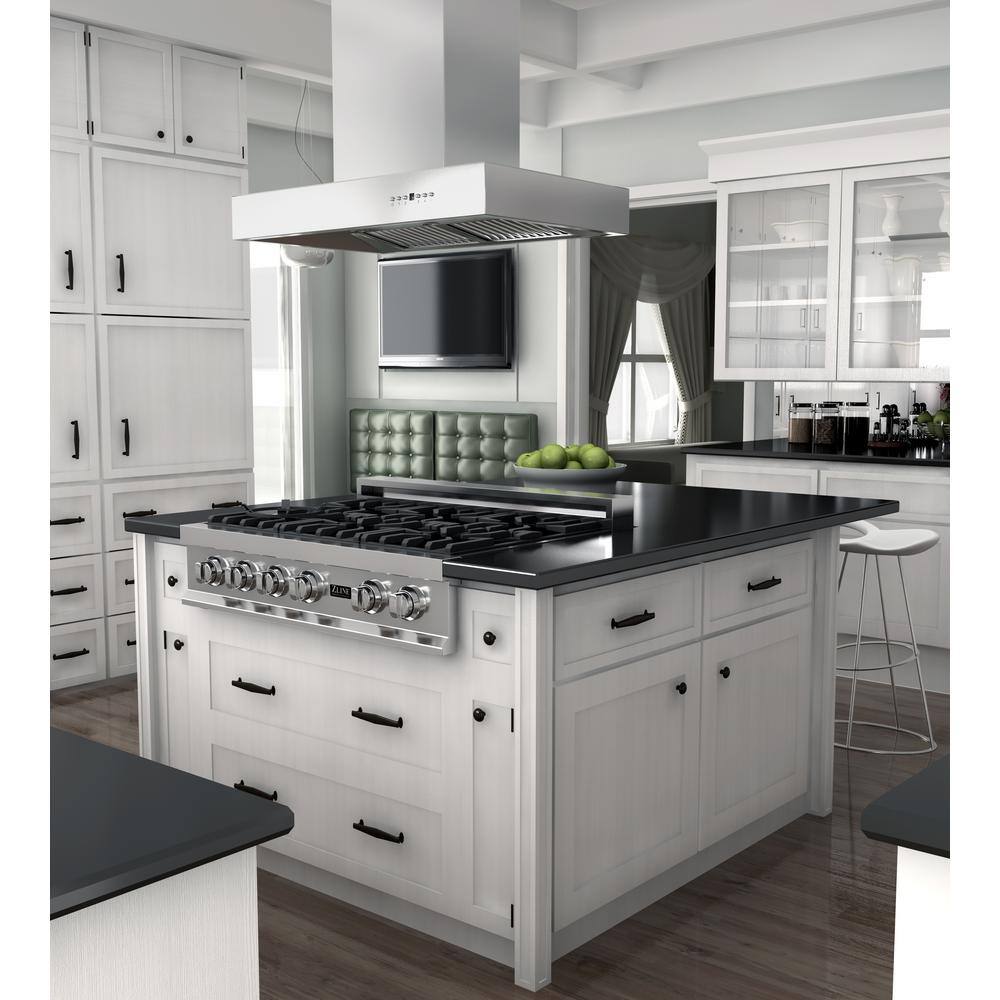 36" Brushed Stainless Steel Island Range Hood