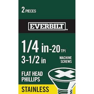 1/4 in.-20 x 3-1/2 in. Phillips Flat Head Stainless Steel Machine Screw (2-Pack)