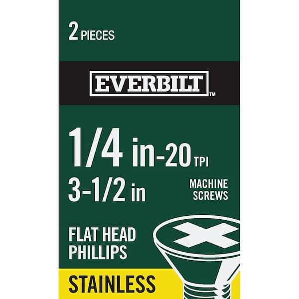 Everbilt 1/4 in.-20 x 3-1/2 in. Phillips Flat Head Stainless Steel Machine Screw (2-Pack)