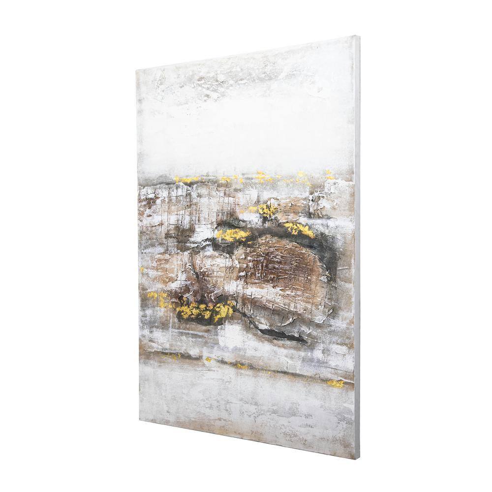Briskly 60" x 40" Abstract Canvas Wall Art with Gold Flecks