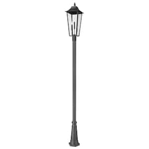 Gannon 3-Light Black Stainless Steel Hardwired Outdoor Marine Grade Post Light Set with no bulbs included