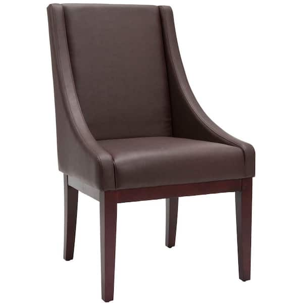 SAFAVIEH Mercer Brown Dark Red Leather Arm Chair MCR4500C The