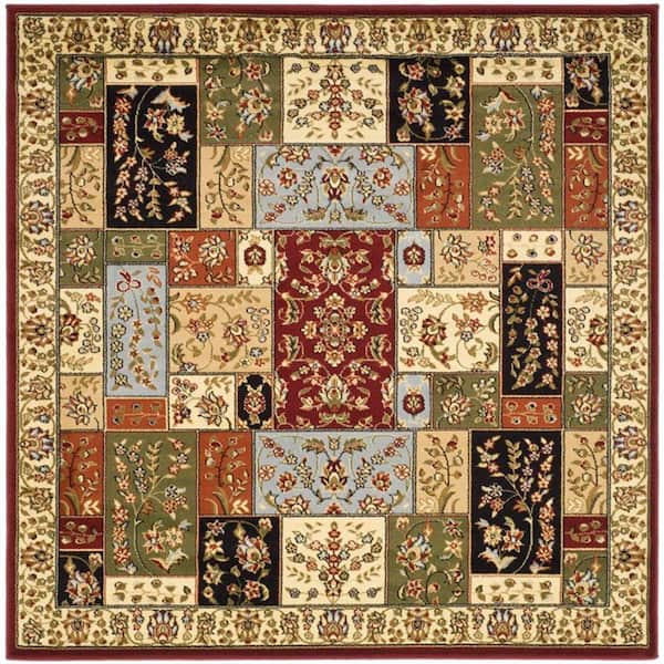SAFAVIEH Lyndhurst Multi/Ivory 6 ft. x 6 ft. Square Floral Border Antique Area Rug