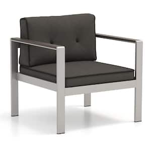 Metal Outdoor Dining Chair with Gray Cushion 1-Pack
