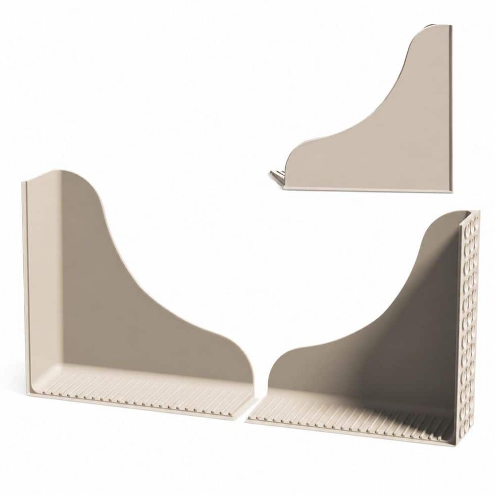 2-Pack All-Silicone Shower Splash Guard with Strong Suction Cups, Reusable Bath Tub Corner Water Blocker Taupe