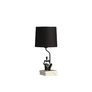 21 in. Black Table Lamp with Black Globe Shade