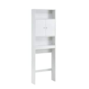 24.8 in. W x 77 in. H x 7.9 in. D White Over The Toilet Storage with Soft Close Doors