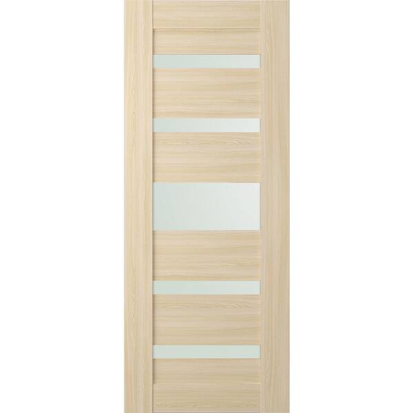 Vona 07-05 30 in. x 80 in. No Bore 5-Lite Frosted Glass Loire Ash Composite Wood Interior Door Slab