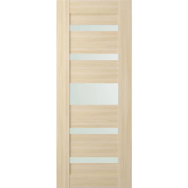 Vona 07-05 18 in. x 84 in. No Bore 5-Lite Frosted Glass Loire Ash Composite Wood Interior Door Slab