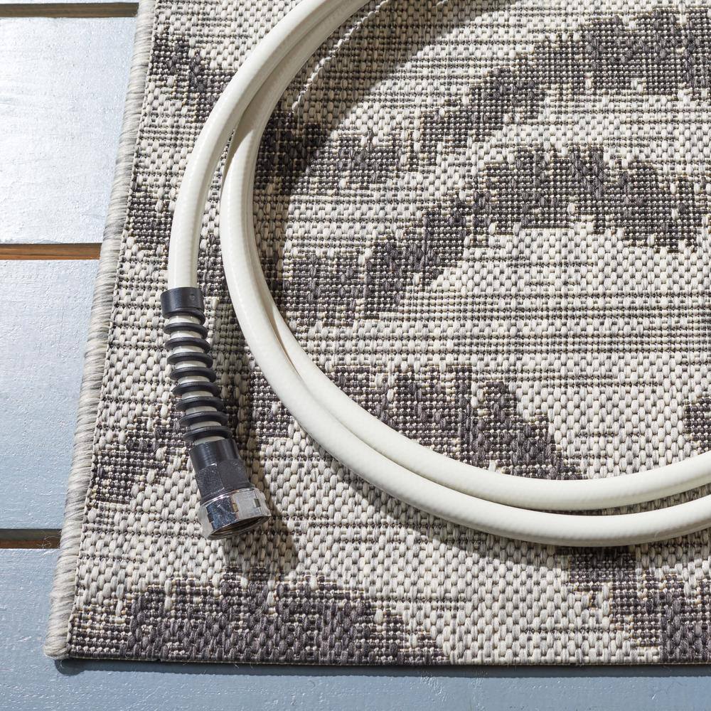Round Black Synthetic Non-slip Stain-resistant Rug, 54"