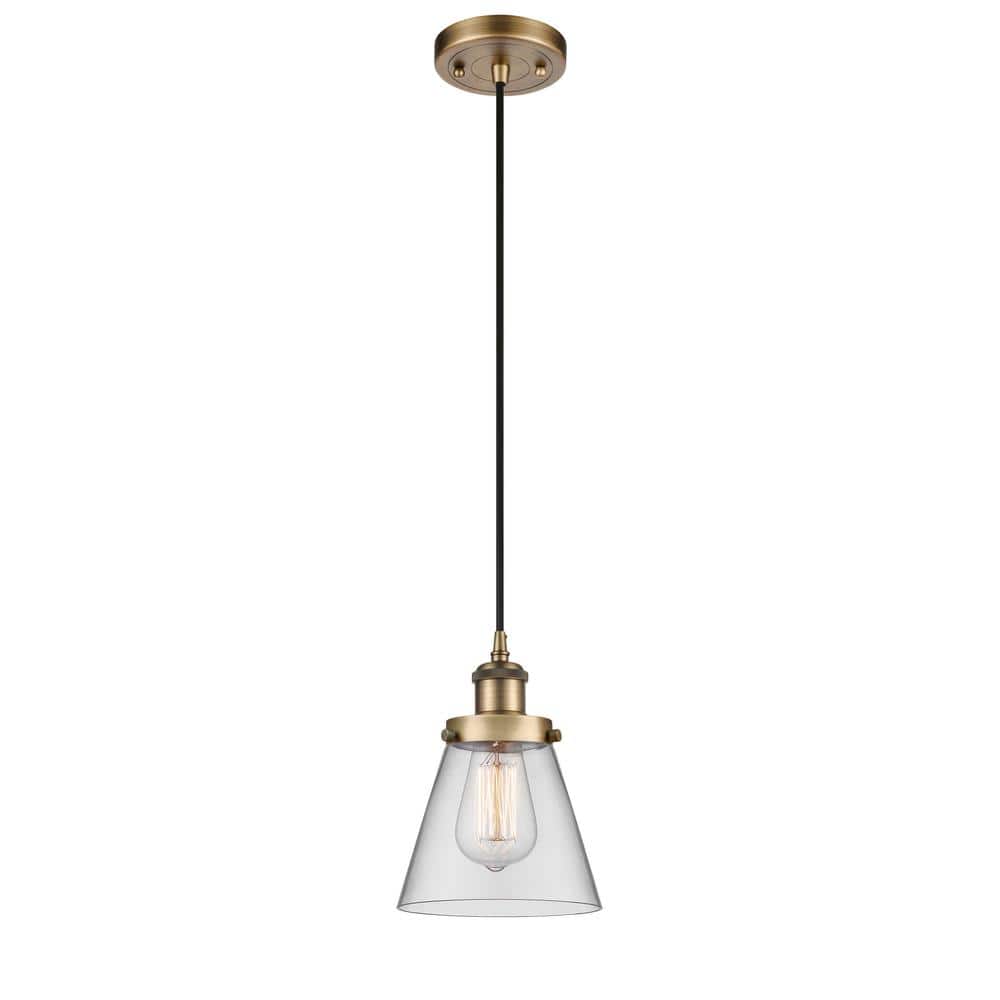 Small Brushed Brass and Glass Mini Pendant Light
