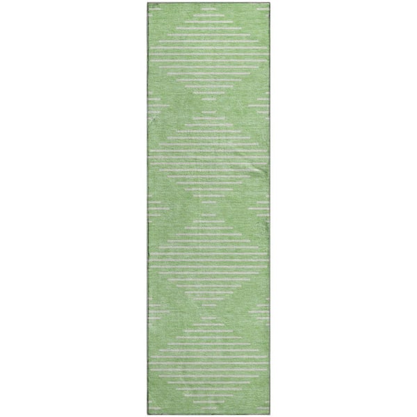 Mayfield Premium Machine Washable Abstract AMF1016 Mint 2 ft. 3 in. x 7 ft. 6 in. Runner Rug