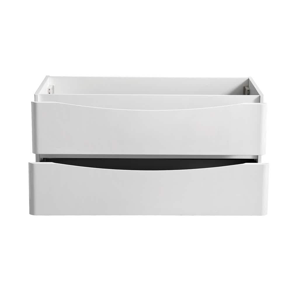 Glossy White 40" Wall Mount Single Sink Vanity Base with Soft Closing Drawers
