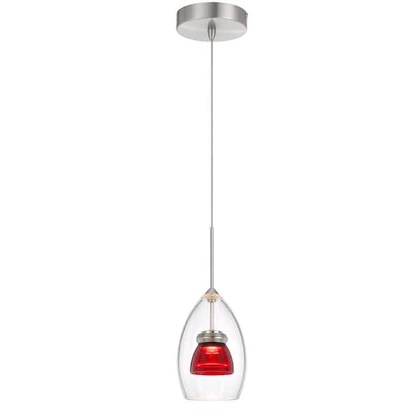 CAL Lighting 7 in. Integrated LED Clear Red Clear Glass and Metal Indoor Pendant