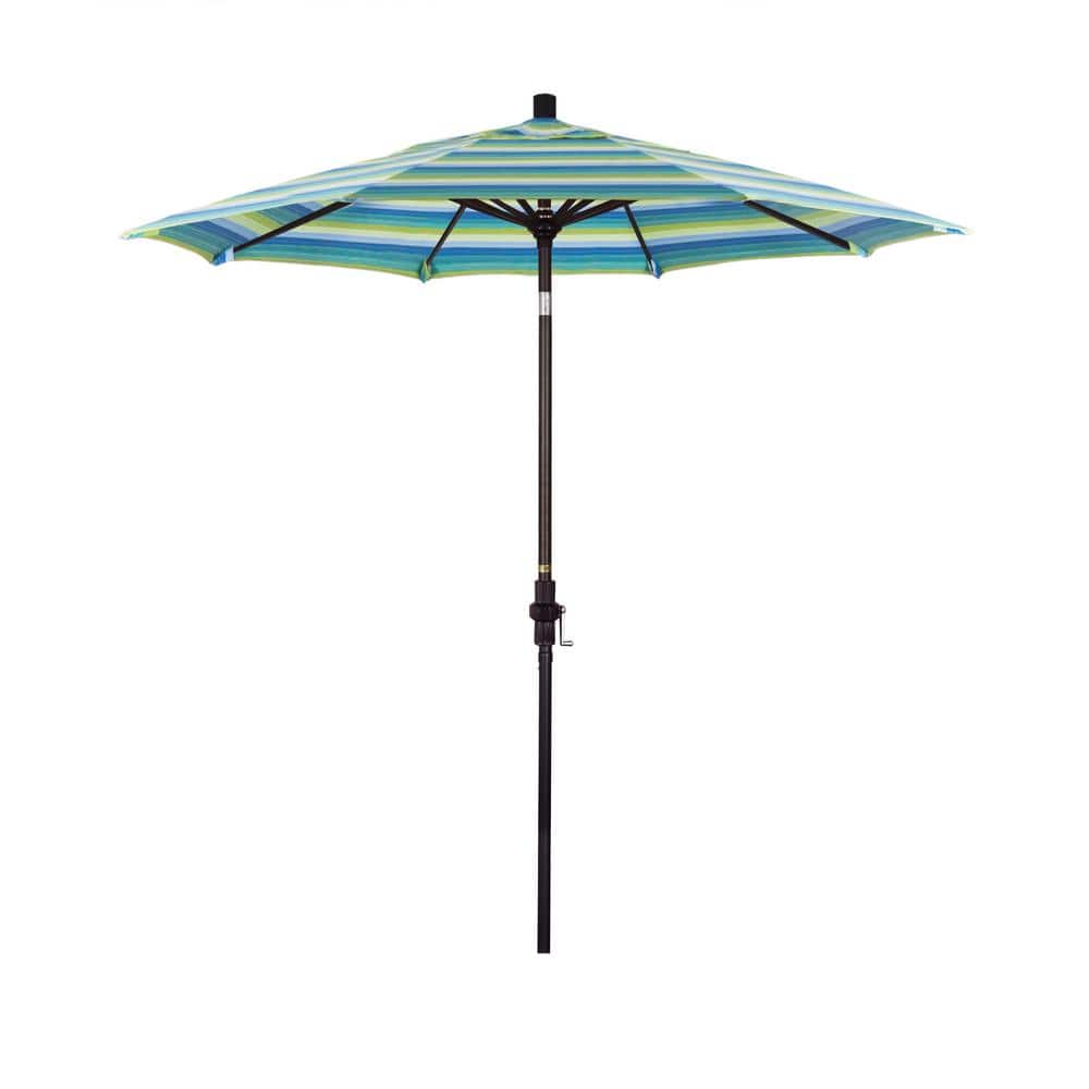 7.5 ft. Bronze Aluminum Market Patio Umbrella Collar Tilt Crank Lift in Seville Seaside Sunbrella price history on PriceWatchPro