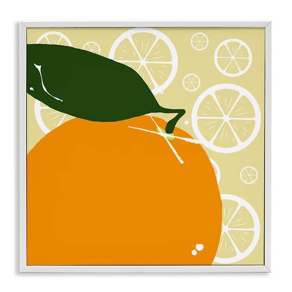 Stupell Industries Bright Orange Fruit by Daniela Santiago White Framed Food Giclee Art Print 24 in. x 24 in.