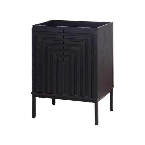 Rowan 24 in. W x 18 in. D x 33 in. H Geometric Modern Transitional 2-Shelf Bath Vanity Cabinet without Top in Black