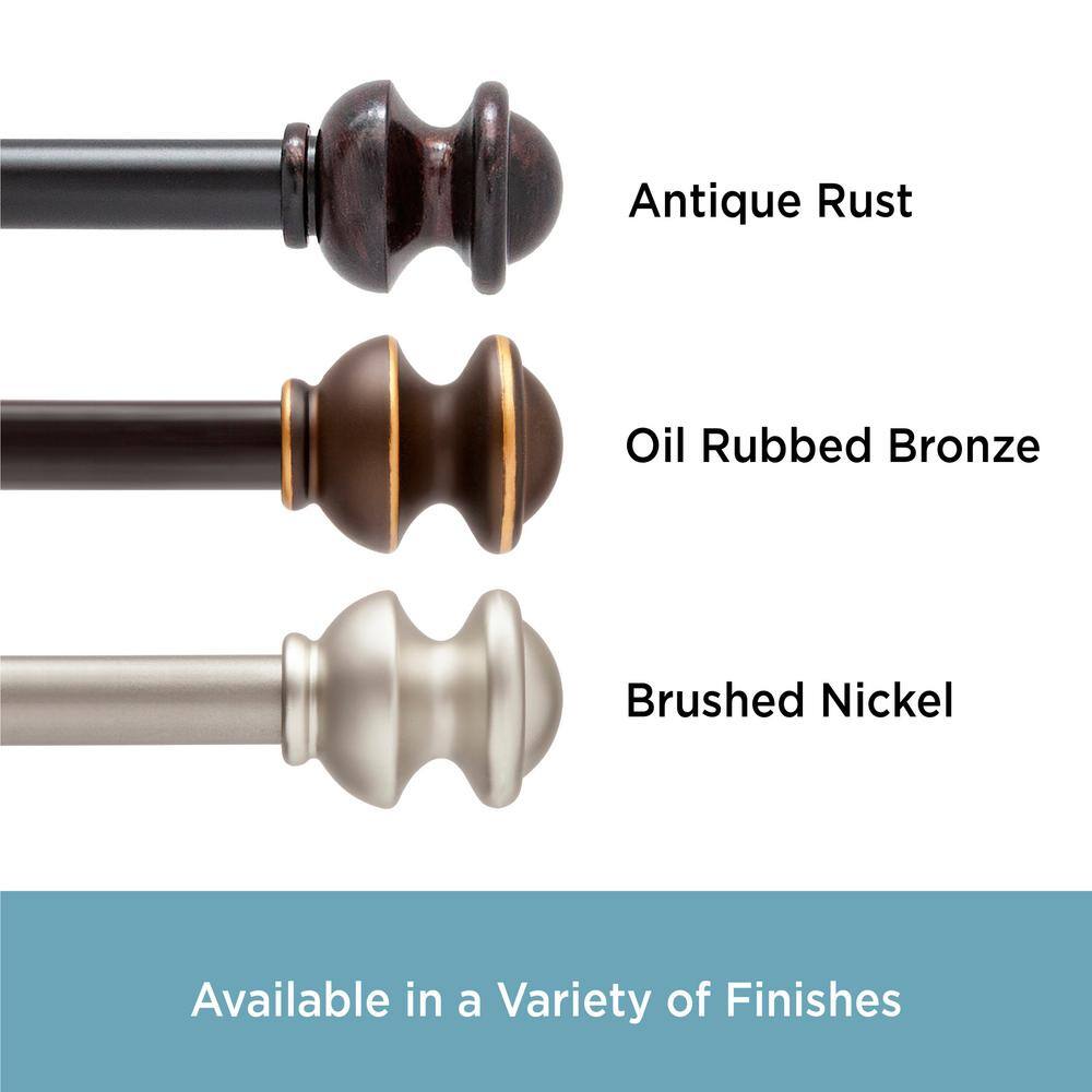 Kendall Brushed Nickel Adjustable Single Curtain Rod Set