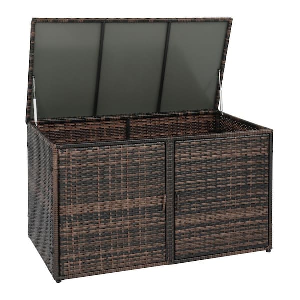 Karl home 96 Gal. Brown Gradient Rattan Deck Box