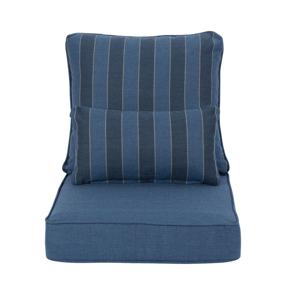 22 in. x 24 in. 3-Piece Deep Seating Outdoor Couch Cushion Set in Striped Blue price history on PriceWatchPro