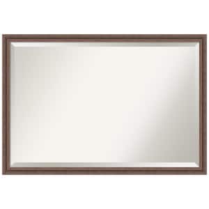 38.38 in. x 26.38 in. Casual Rustic Rectangle Framed Distressed Brown Bathroom Vanity Wall Mirror