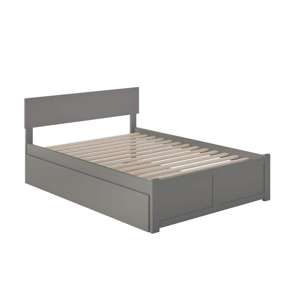 Orlando Gray Full Platform Bed with Trundle and Slats