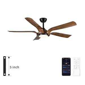 Splenda 56 in. Smart Indoor Matte Black Farmhouse Ceiling Fan with Light and Remote Control