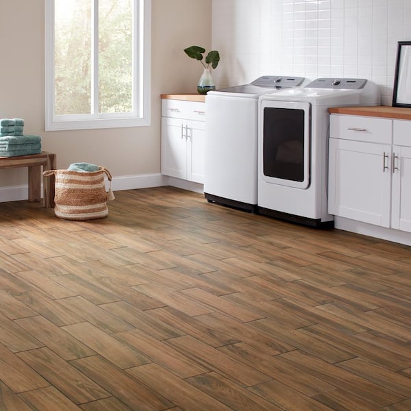 Daltile Baker Wood 6 in. x 24 in. Walnut Glazed Porcelain Floor and Wall  Tile (14.55 sq. ft./Case) BK10624HD1PR - The Home Depot