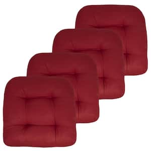 19 in. x 19 in. x 5 in. Solid Tufted Indoor/Outdoor Chair Cushion U-Shaped in Red (4-Pack)
