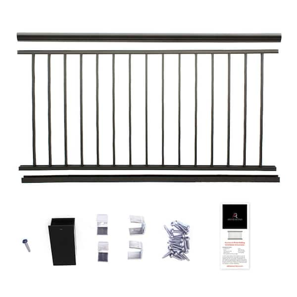 36 in. x 69.43 in. Black Powder Coated Aluminum Preassembled Deck Railing