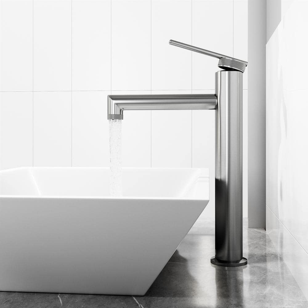 Sterling Vessel Bathroom Faucet with Diamond Knurling in Brushed Nickel