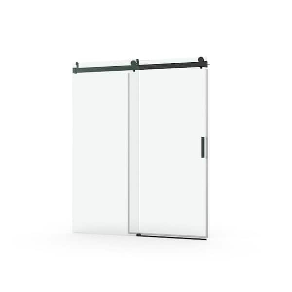 50 in.-60 in. W x 76 in. H Double Sliding Frameless Shower Door in Black with Double 1/4 in. (6mm) Tempered Glass