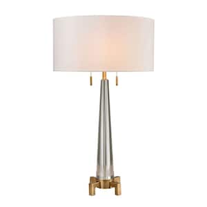Bedford 30 in. Aged Brass Solid Crystal Table Lamp
