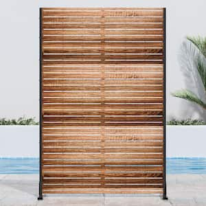 72 in. x 47 in. Wood Color Outdoor Metal Privacy Screen Garden Fence Wall Decal in Striped Pattern