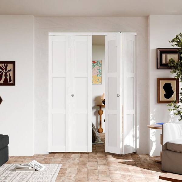 TENONER 30 in. x 80 in. 3-lite Panel Solid Core White PVC Covering