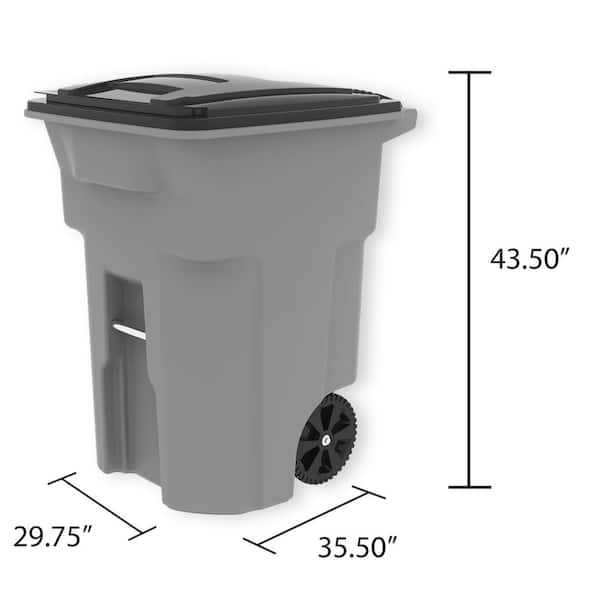 32 Gallon Wheeled Greenstone Plastic Trash Container Can Lid Heavy Duty Bin Roll 