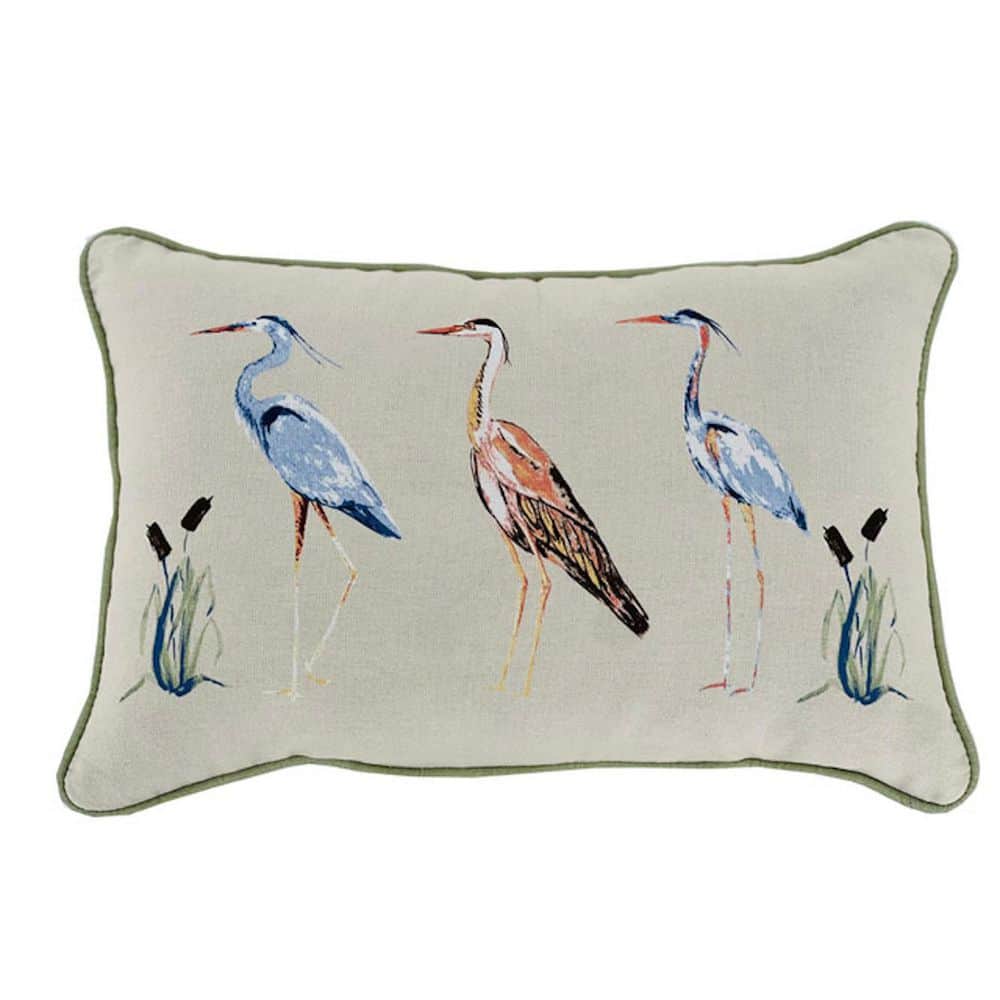 Hampton Bay - 20 in. x 12 in. Outdoor Patio Lumbar Pillow in Allover Bird