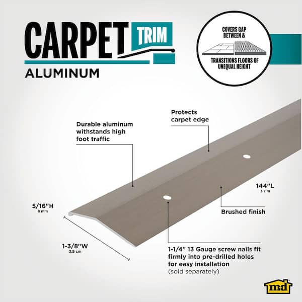 1-3/8 in. x 144 in. Titanium Brushed Carpet Trim Transition Strip