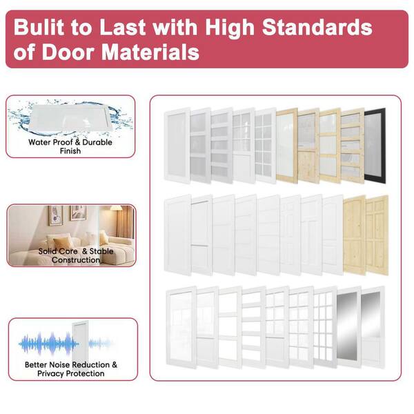 32 in. x 80 in. 1-Lite Frosted Glass Right-Handed White Solid Core MDF Door Kit with Quick Assemble Jamb
