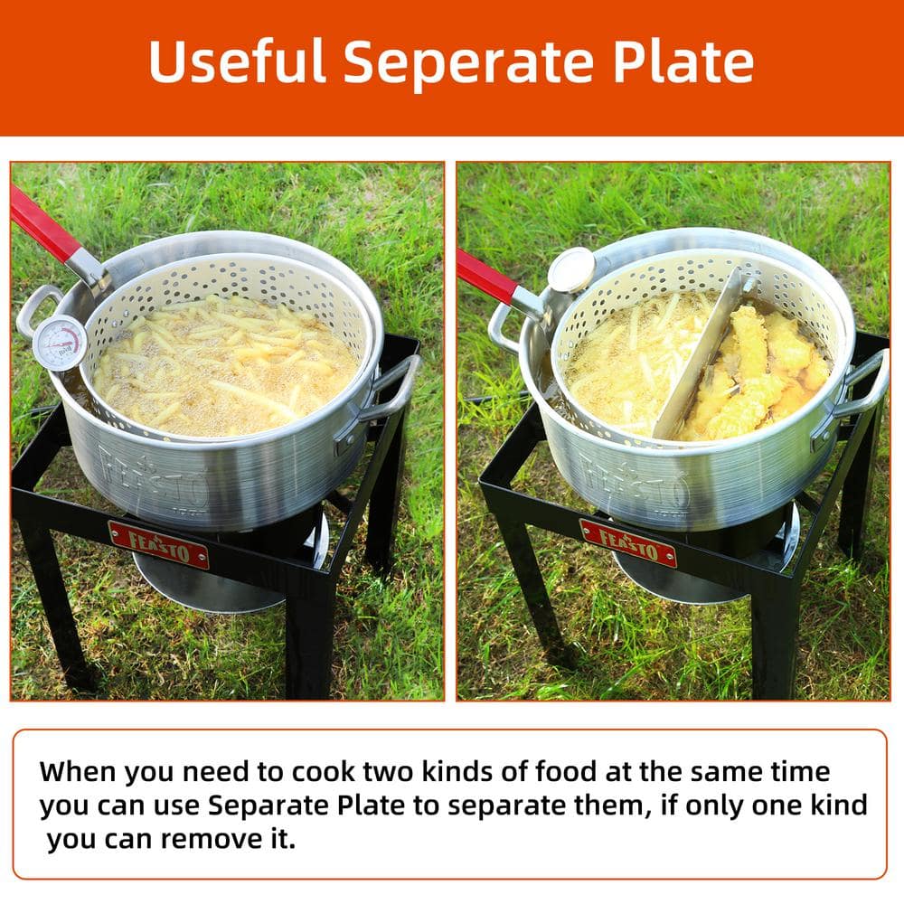 Feasto 10 Qt Silver Aluminum Outdoor Fish Fryer Kit