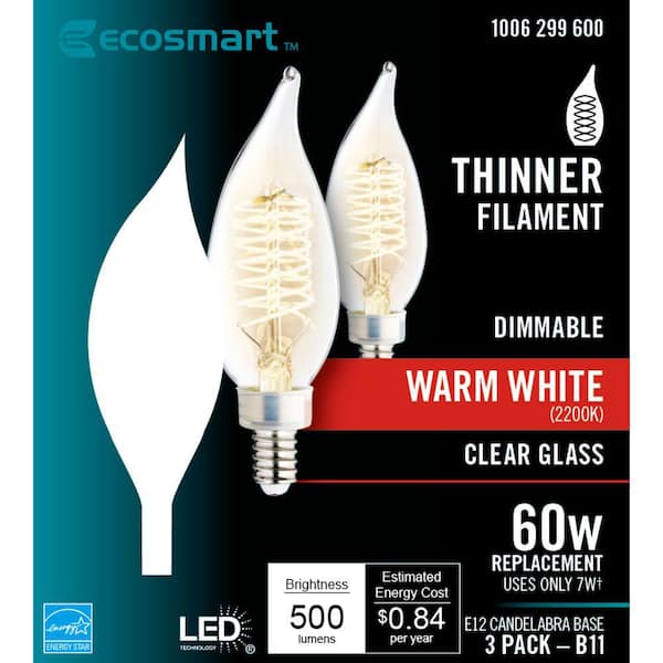 EcoSmart 40-Watt Equivalent BA11 Dimmable Candelabra E12