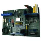 32 in. x 48 in. Metal Pegboard Standard Tool Storage Kit with Green Pegboard and Blue Peg Accessories