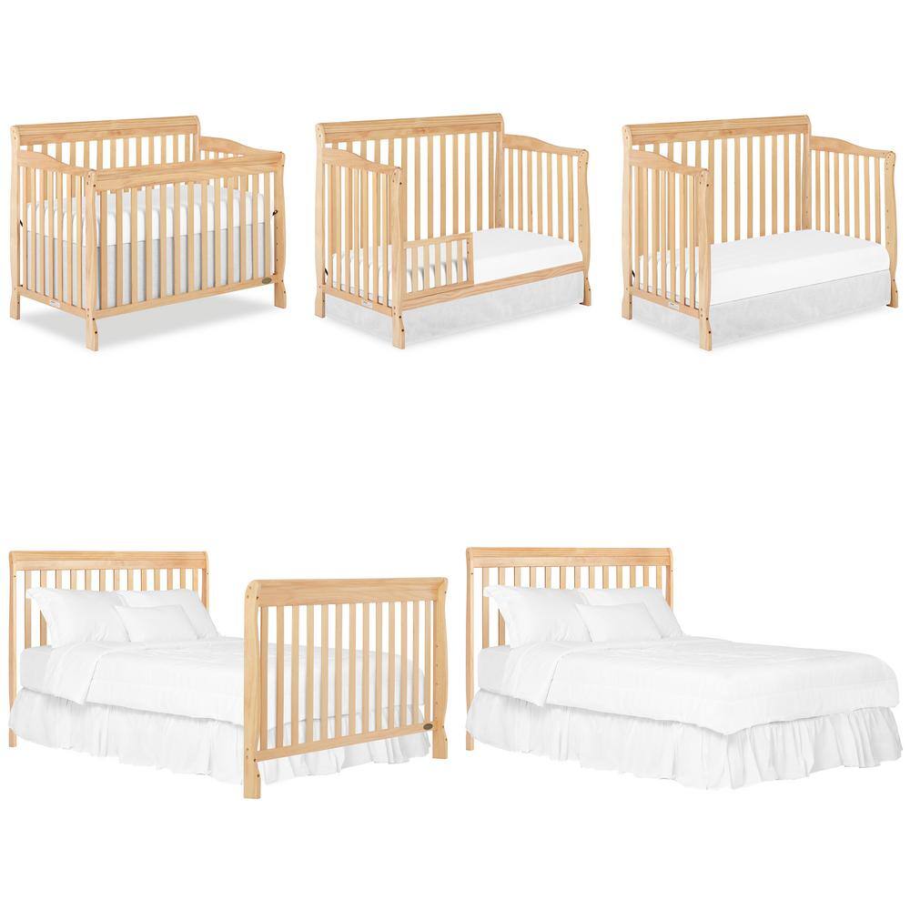 Natural Wood 5-in-1 Convertible Crib with Adjustable Mattress Support
