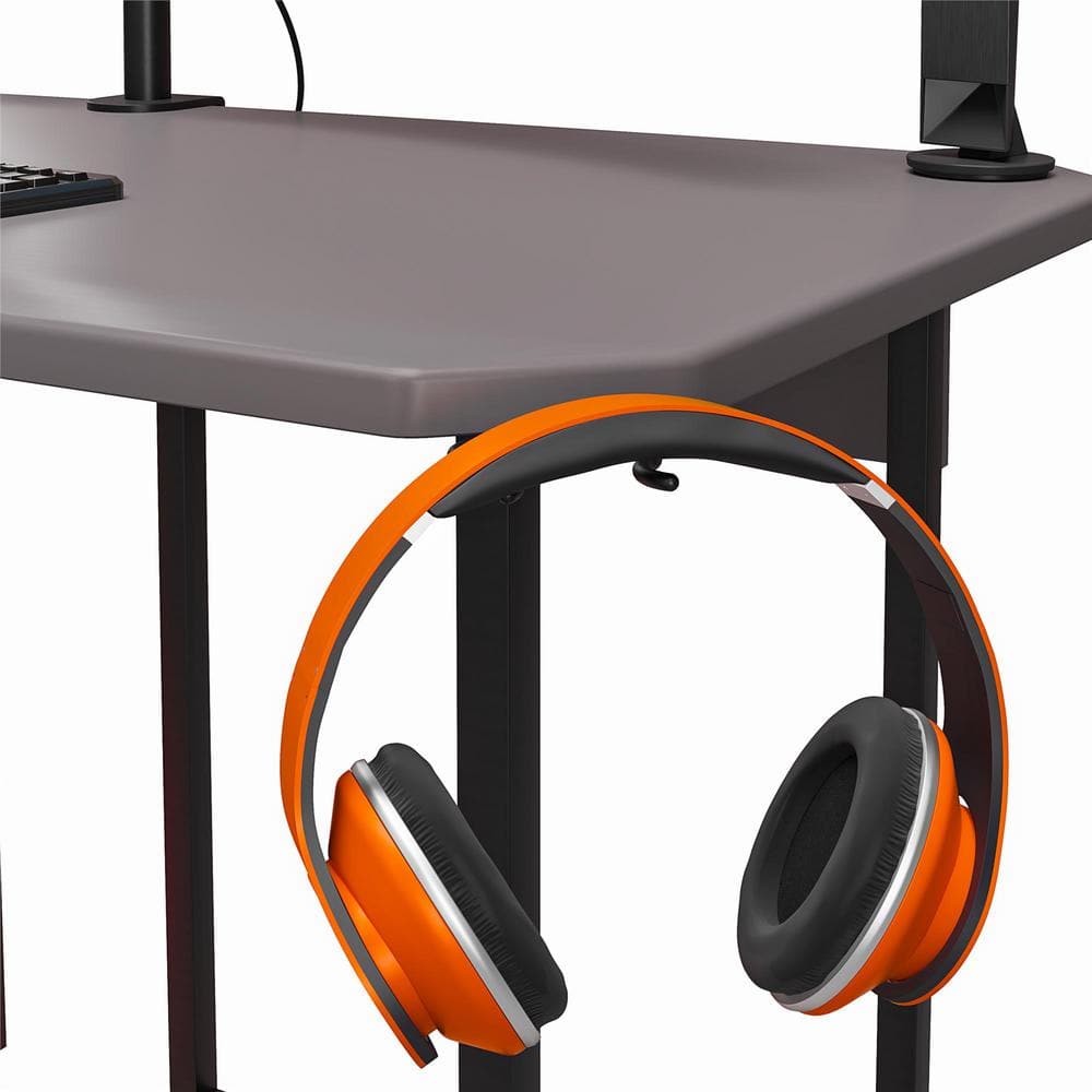 Ntense Quest Reversible L-Shape Gaming Desk with XL CPU Stand in Gray