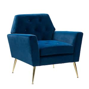 Ernesto Navy Upholstered Armchair with Tufted Back