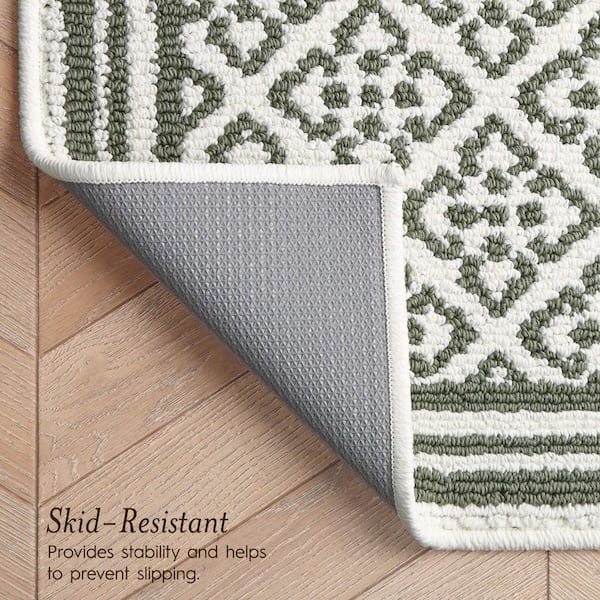 Isla 2-Tone Ivory/Sage 2 ft. x 5 ft. Geometric 2-Piece Area Rug Set