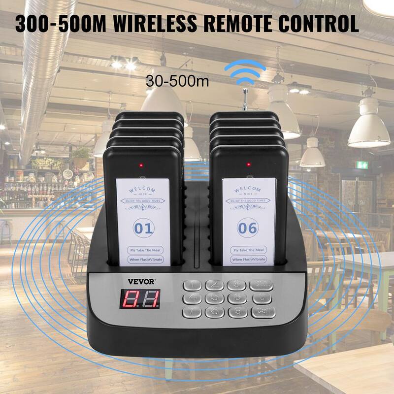 F100 Restaurant Pager System 10 Pagers Max 98 Beepers Wireless Calling System