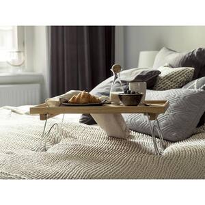 19 5/8 in. L x 11 7/18 in. W x 9 5/8 in. H Nature Stainless Oak Bed Tray with Stainless Steel Folding Legs