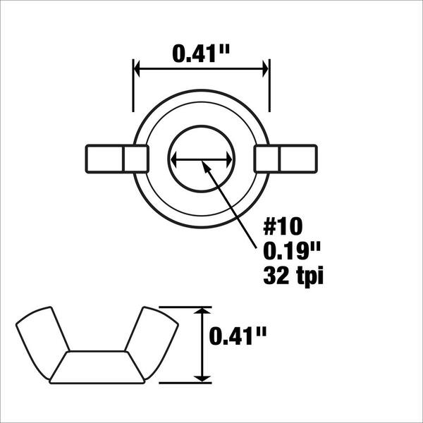 thumbnail image 2 of Fastener Cart 10-32 Stainless Steel Wing Nuts – Fine Thread, 10-Pack 2 of 4