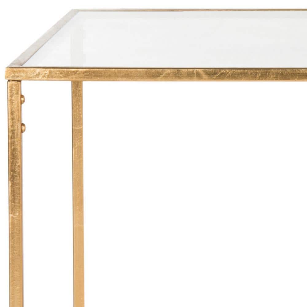 Gold Rectangular Metal and Glass Transitional Coffee Table
